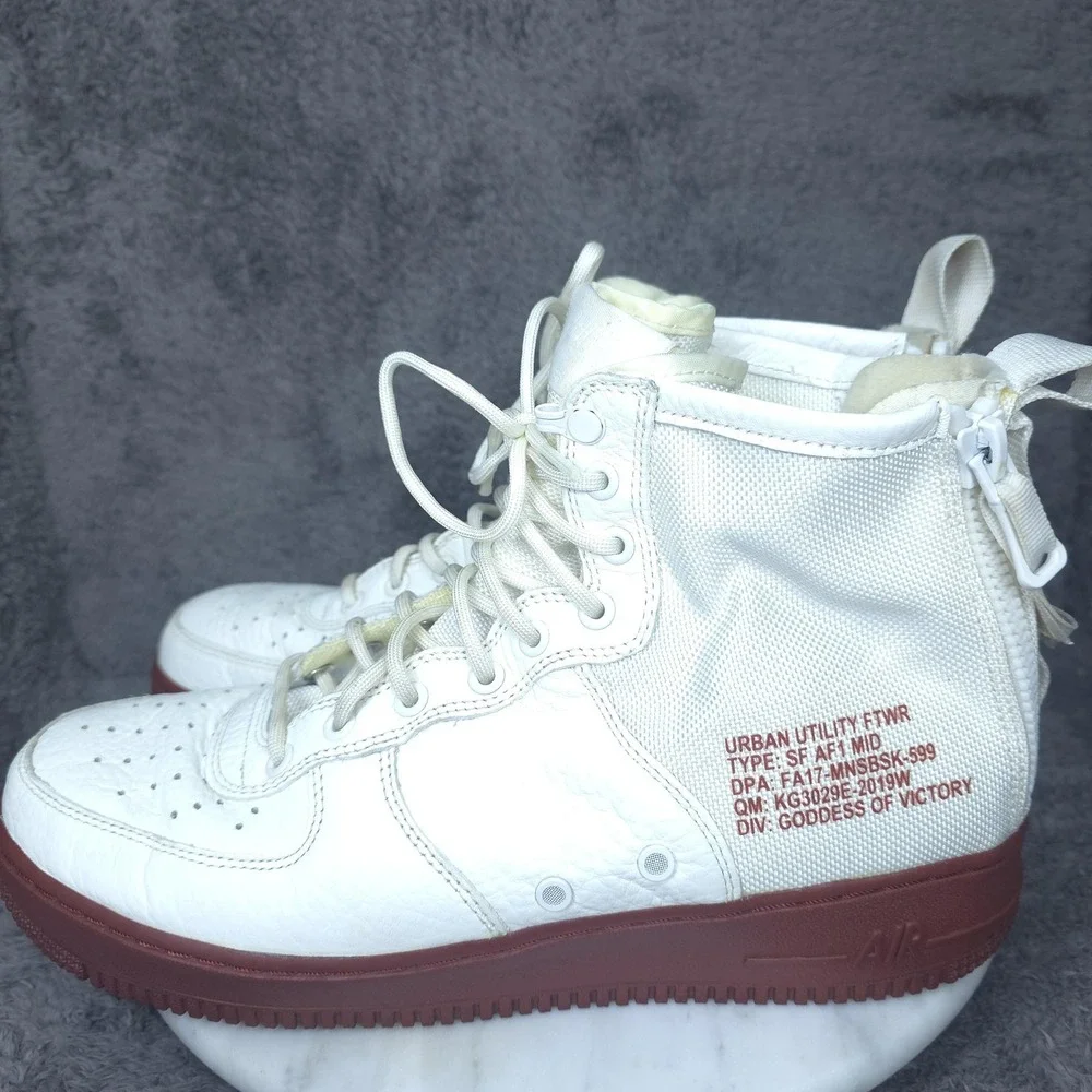 Nike SF Air Force 1 Mid Shoes Mens Size 10.5 White Red Sneakers 917753-100
